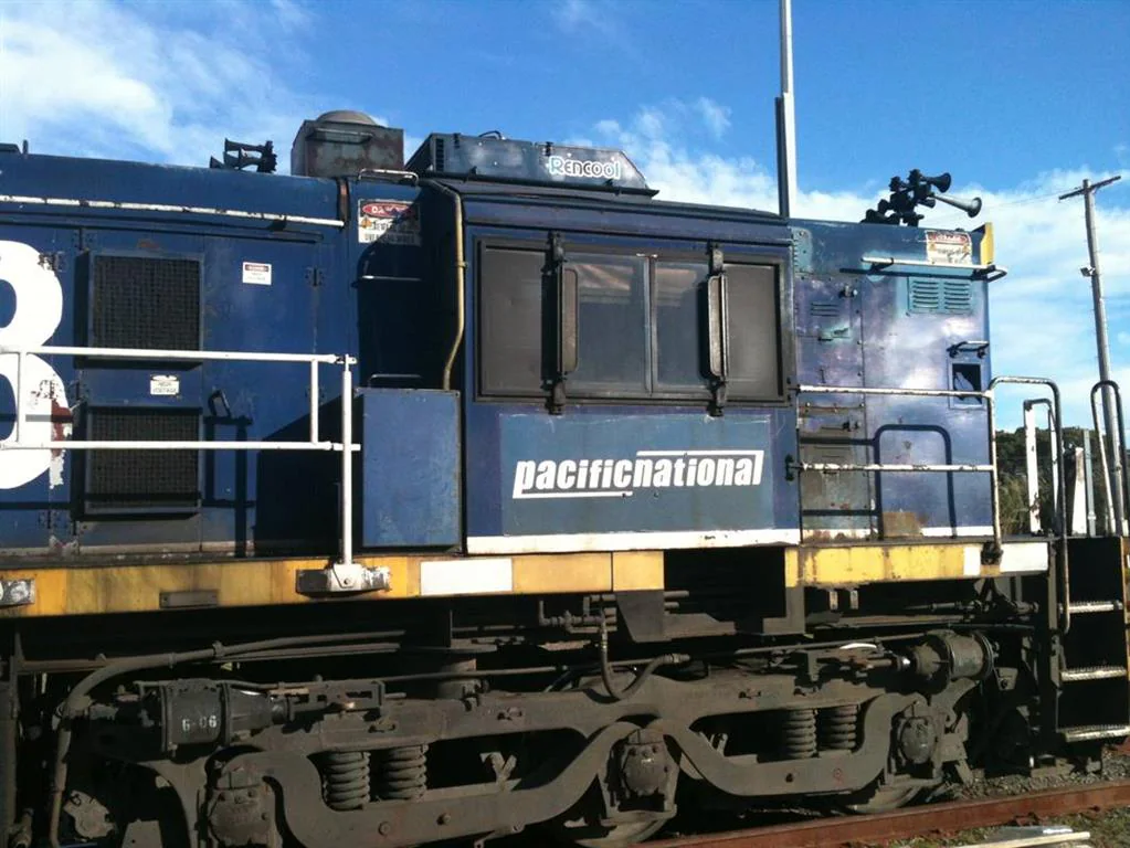 Rail locomotive cab and exterior.