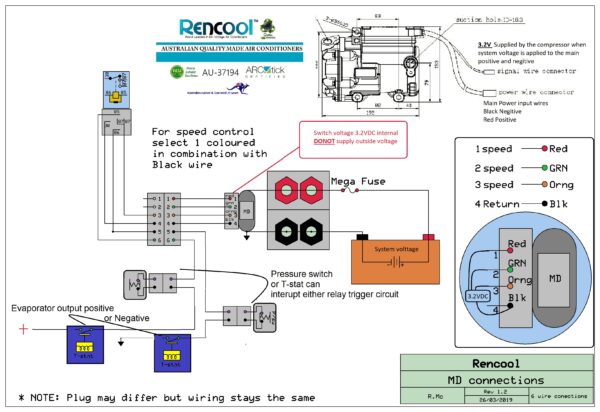 Rencool MD compressor HP LP pressure safety circuit schematic