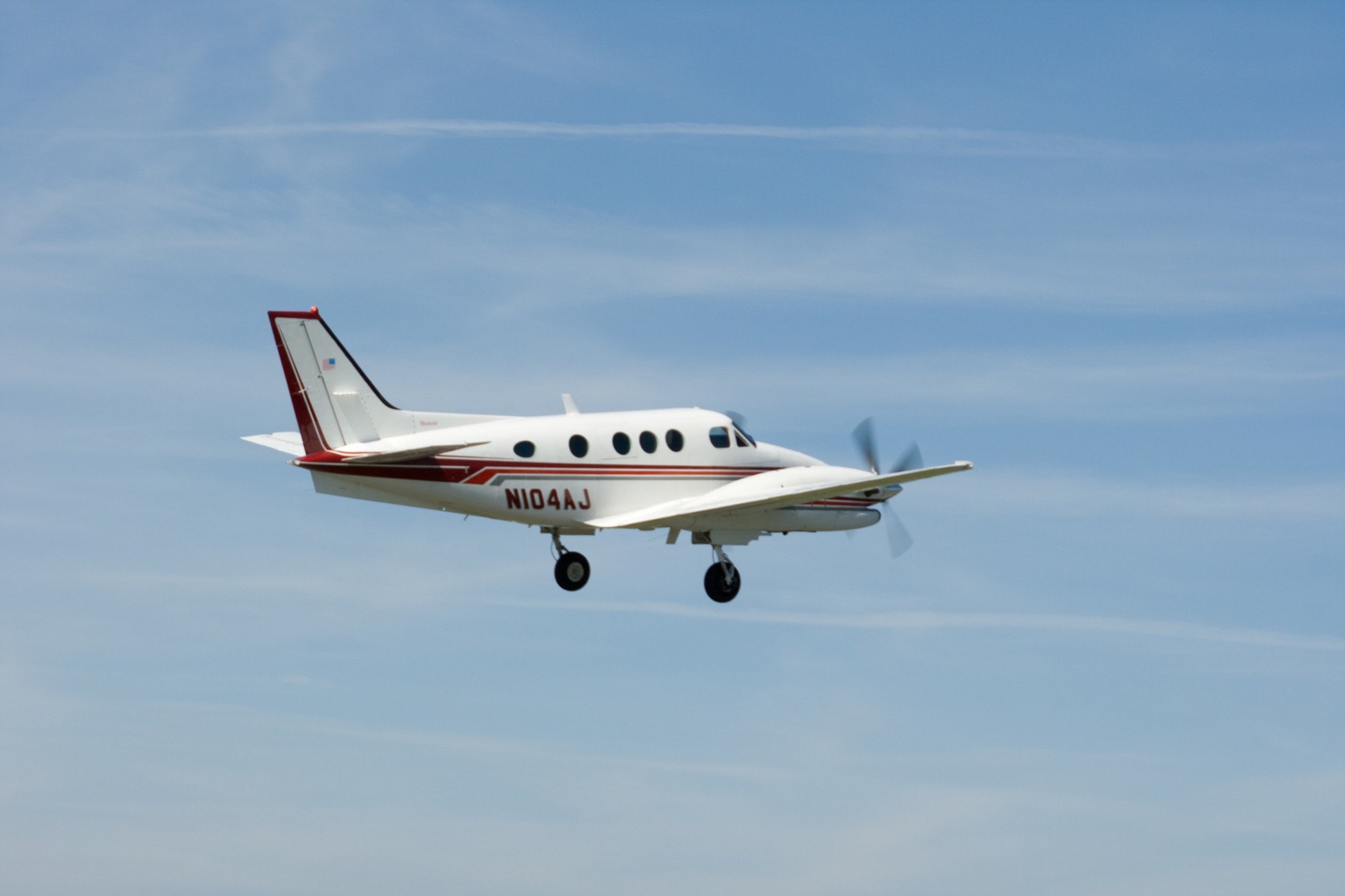 Beechcraft King Air 90 aircraft on approach.