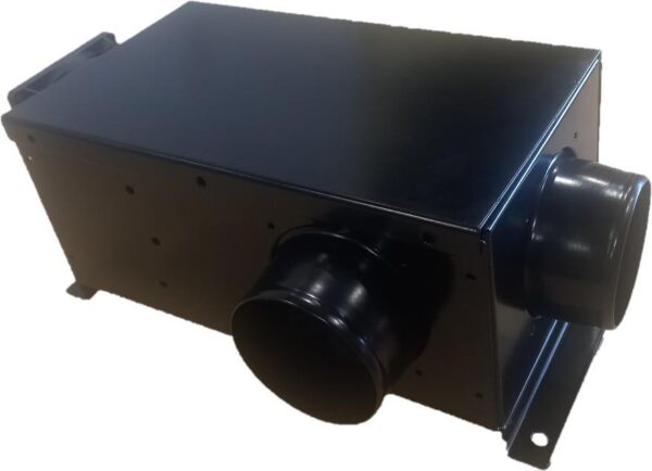 Rencool compact RHU electric cabin heater with two duct outlets and mounting flanges.